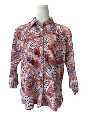 Vintage Casa Donna Linen Blend Abstract Top